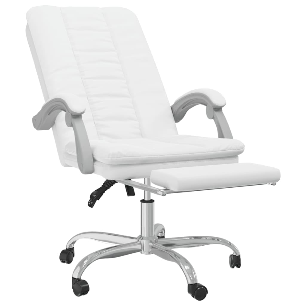 Krzesło biurowe z funkcją leżenia, białe, ze sztucznej skóry, ergonomiczne krzesło biurowe, krzesło gamingowe, nadaje się do sypialni, biura, pokoju zabaw.