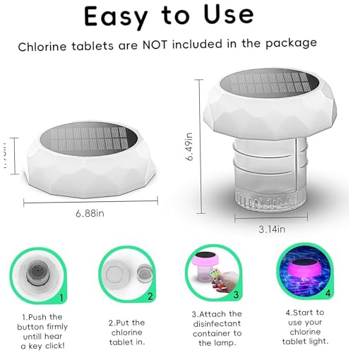 Flotteur de chlore solaire piscine télécommandé et diffuseur LED coloré - 3