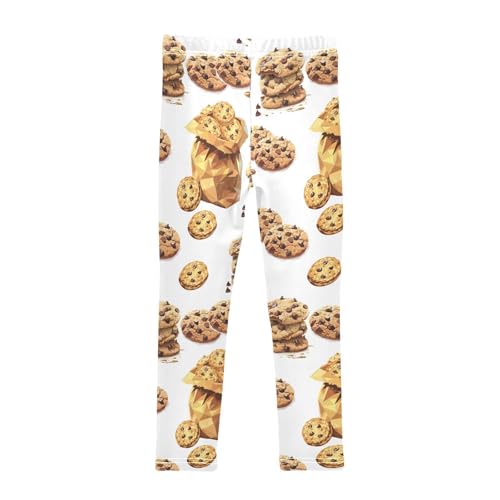 Cookies with Chocolate Crumbs Girls Leggings,Workout Leggings for Girls Toddler Athletic Leggings Size for 3-10T2