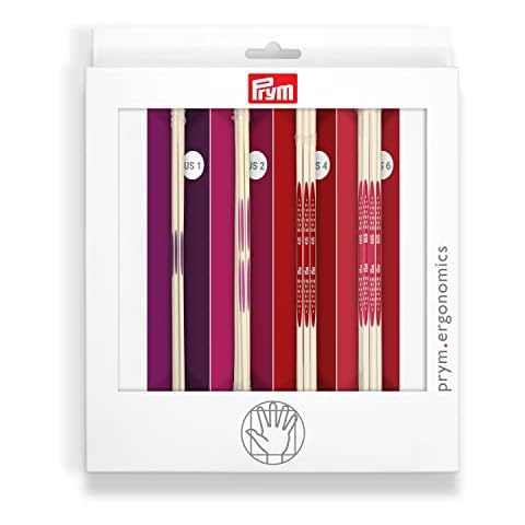 Prym Ergonomics 8" Double Point Set, Size US 1, 2, 4 & 6 Knitting Needles, Assorted 20 Count Cover