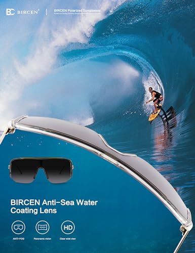BIRCEN Polarized Sunglasses for Men UV - Protection Wrap Around Trendy Mens Shady Rays Sport Shades for Golf Cycling Fishing, Large, G-gradient Black Lens, BC2005 - Thumbnail 6