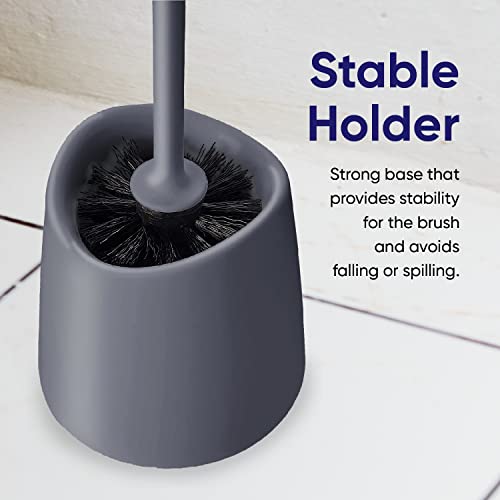 Image of Modern Toilet Brush and Holder, Grey Toilet Bowl Scrub Brush with Storage Caddy, Bathroom Cleaner. by Superio