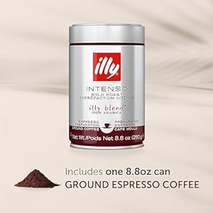 Illy Intenso Ground Espresso Coffee, Bold Roast, Intense, Robust And Full Flavored With Notes Of Deep Cocoa, 100% Arabica Coffee, No Preservatives, 8.8 Ounce (Pack Of 1) Illy Intenso Ground Espresso Coffee Bold Roast Intense Robust And Full Flavored With Notes Of Deep Cocoa 100 Arabica Coffee No Preservatives 88 Ounce Pack Of 1