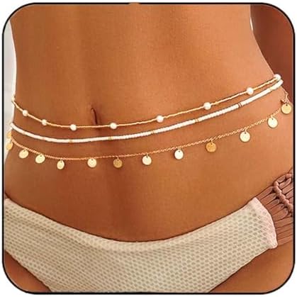 Reaky Boho Layered Sequins Waist Belly Chains Gold Beaded Waist Chain 3