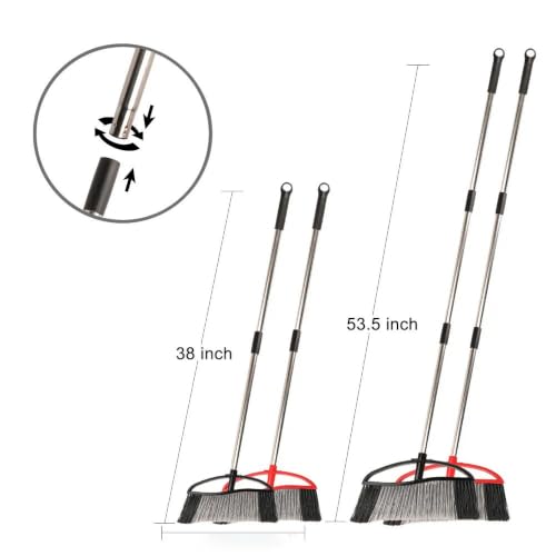 Image of 2-Pack Outdoor Broom, 15.7 inch Wide Angle Head for Garden, Yard