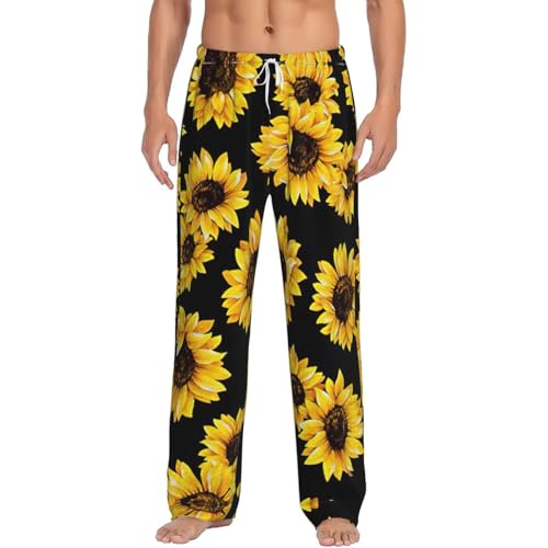 Pantalon pyjama flanelle homme imprimé tournesol, le cadeau cocooning parfait