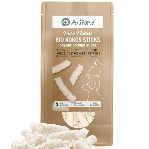 AniForte Bio Kokos-Sticks Hundesnack 500g - Zahnpflege Snack für Hunde & Pferde, kaltgepresst, 100% Kokos Hundeleckerlie, natürliche Belohnung aus Kokosraspeln, ohne Zusätze