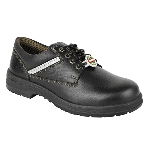 Image of Liberty Warrior 9822-01 Safety Shoe for Men, Steel Toe, Light Weight, Genuine Leather, Olive & Red, Sizes 5UK-11UK