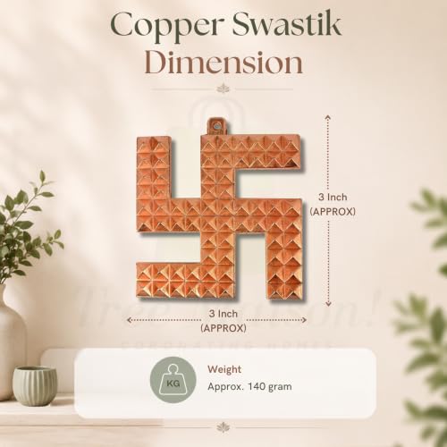 Image of Copper Swastik (卐) Sathiya Wall Hanging Yantra | 3 Inch | Vastu Door Hanging for Good Luck & Auspicious Energy | Decorative Home Decor Symbol for Positive Vibes