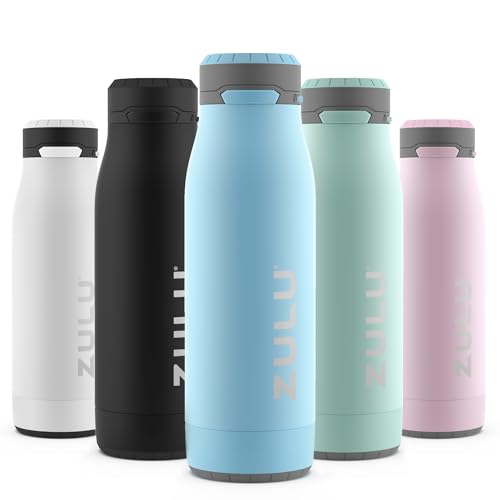 Image of ZULU Ace Vacuum Insulated Stainless Steel Water Bottle with Chug Spout, Leak-Proof Locking Lid and Removable Base for School, Backpack, Sports, Gym, Travel