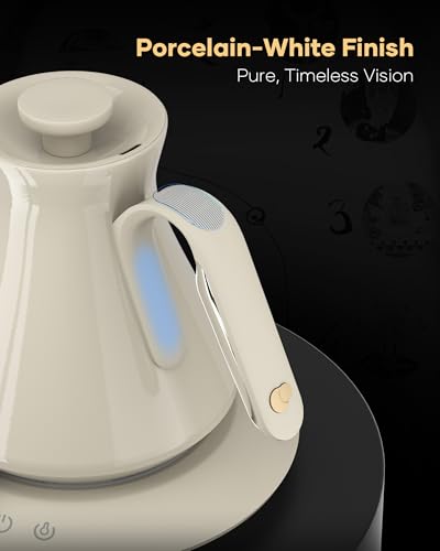Image of Cocinare Gooseneck Electric Kettle, ±0.5F Precision Temperature Control for Pour-Over Coffee & Tea, 0.6L, Master Dali White Collection