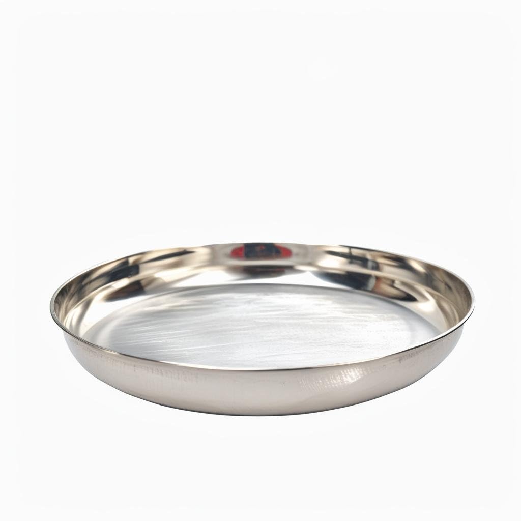 Stainless Steel Round Thali Plate Indian Serving Tray – Durable, Reusable & Stackable Metal Plate for Home Kitchen, Restaurant, Hotel, Catering – 7 Sizes (Sold Individually) (13"/ 33.5cm)