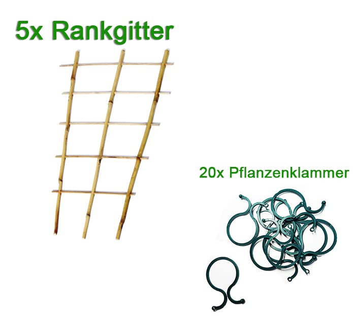 Novatool 5X Bambus Rankhilfe 110 x 40 cm und 20x Pflanzenklammer Set I  Rankgitter Balkon hoch Bambus Rankhilfe gebogen I Rankstbe Zimmerpflanze  Tomaten I Rankhilfe Bogen Holz : Amazon.de: Garten