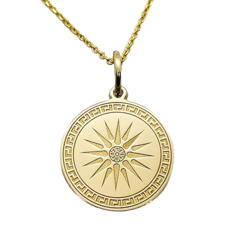 Collier en argent 925 doré à l'or fin avec son pendentif soleil de Vergina d'exception