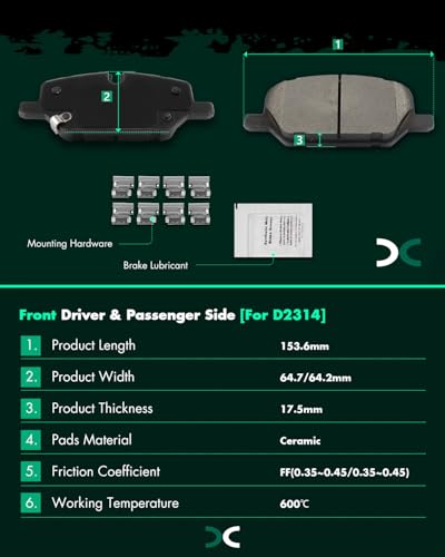 Image of SCITOO D2314-9549 Disc Brake Pads Sets Front Ceramic Brake Pads w /Hardware