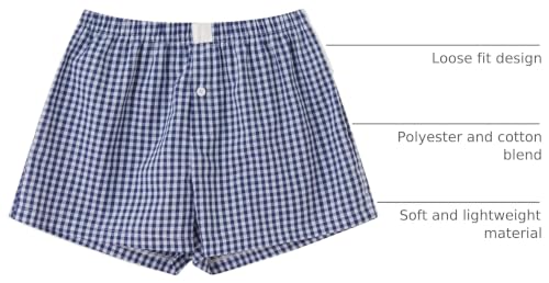 Image of Women Y2k Gingham Boxer Shorts Plaid Striped Cute Mini Bloomers Elastic Waist Loose Fit Summer Shorts