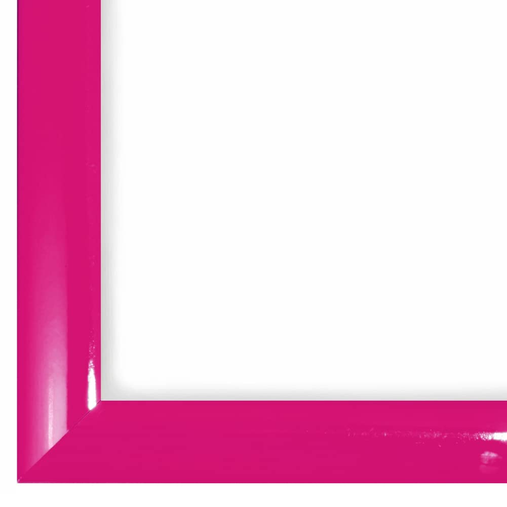 PrimeLuxe Cornice portafoto su misura, sottile, 35 x 50 cm, in rosa lucido, dimensioni a scelta, con vetro acrilico antiriflesso, cornice per poster, puzzle, collage fotografico