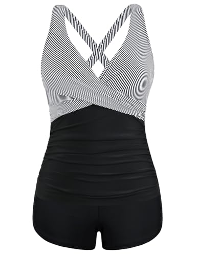 Firpearl Underwire Tankini Swimsuits for Women V Neck Twist Tankini with Shorts Tummy Control Two Piece Bathing Suits 20253