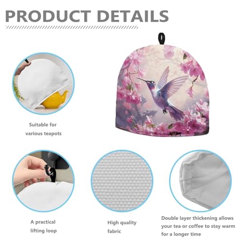 Image of Flower Tea Cozy for Teapot Insulated Hummingbird Tea Cozies Covers for Home Decor Tea Pot Cozy for Keeping Warm Tea Cozies Table Hotel Tea Party Restaurant