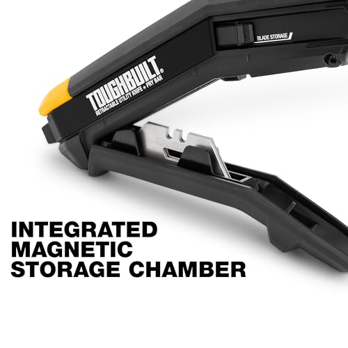 Image of ToughBuilt - Angled Utility Knife with Pry Bar, Folding Knife with Ergonomic Angled Design, Integrated Pry Bar, Scraper Edge, and Quick-Change Blade System for Professional Jobsite Use (TB-H4-11-A)