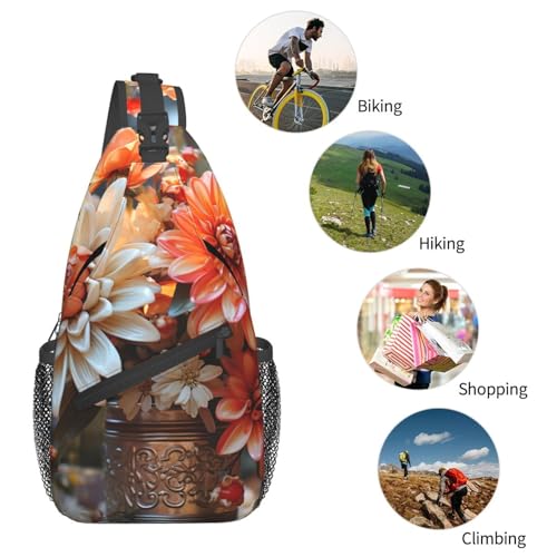 Morrales cruzados para mujer y hombre con flores naranjas miniatura 6