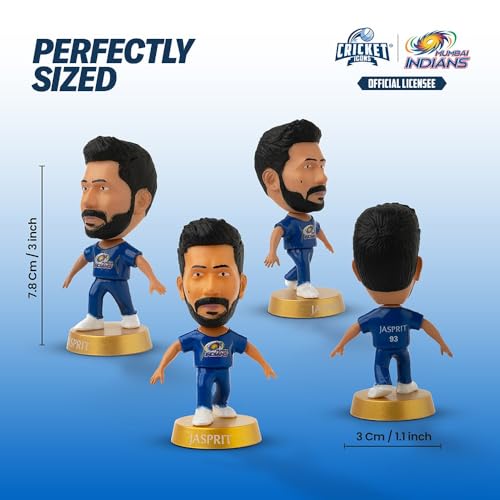 Image of Action Figure, IPL Edition 360 Rotatable Head, Cricket Player for Fans & Collectors (3 Inch Jasprit Bumrah)