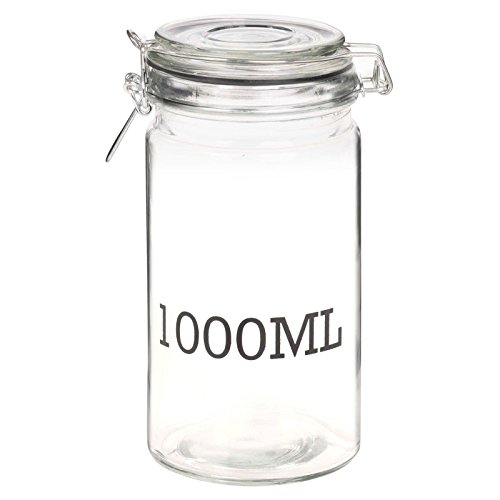 Easygift Large Glass Air Tight Sealed Storage Jar With Metal Clamp (1000 ml (1L))