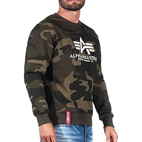 Alpha Industries Basic Sweater Camo Sweatshirt für Herren Olive Camo – Ansicht 3