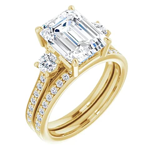 3 CT Emerald Cut Diamond 14k Yellow Gold Engagement Ring, Women Wedding Engagement Ring with Yellow Finish (6)3