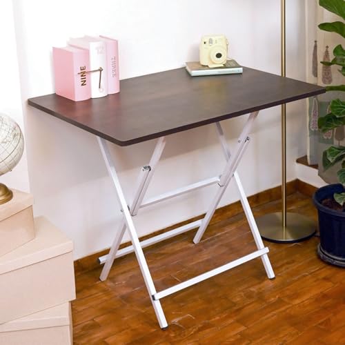 Image of Faburaa Compact Foldable 2 Seater Dining Table | Strong CRC Steel Frame | Easy Fold & Store Design | 36x24 Inch | Dark Brown