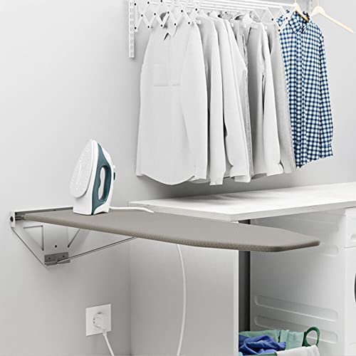 Ironing Board Cabinet Wall Mounted, Cabinet with Built-in Ironing Board, Foldable Ironing Storage Station with Mirror for Home, Apartment & Small Spaces, Easy-Release Lever