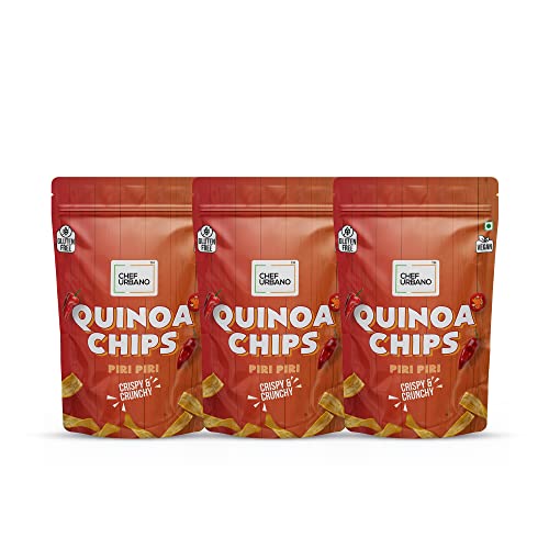 Image of Chef Urbano Quinoa Chips Piri Piri 85g Pack of 3 | Gluten Free | Vegan | Low GI| Crunchy Healthy Snacks | High Protein and Fiber Rich Good for Diet | Good for Kids
