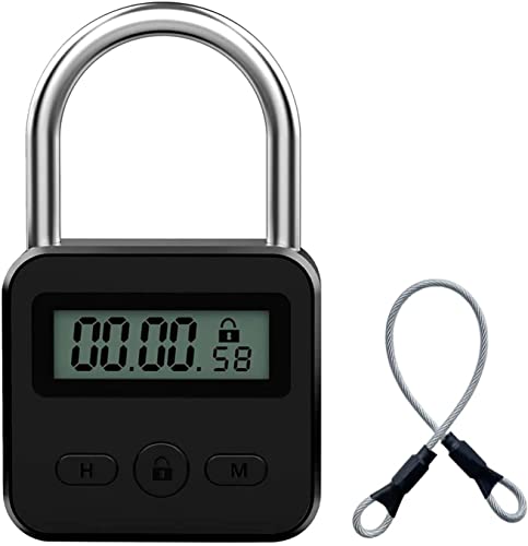 Cadenas en métal - 99 heures maximum de synchronisation avec écran LCD - Rechargeable par USB - Argent (Noir) Cover