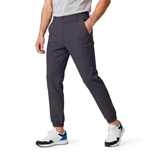 GINGTTO Mens Golf Joggers Pants Slim Fit Stretch Tapered Work Dress Pants 28inch Inseam 7/8 Grey 34
