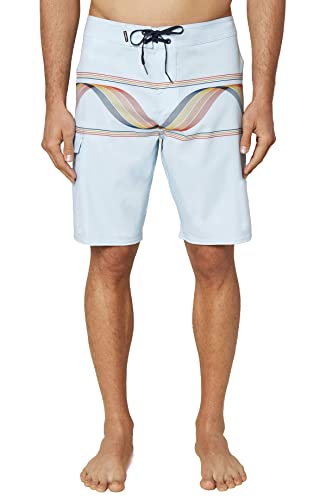O'NEILL Men's 20 Inch Stripe Boardshorts - Water Resistant Swim Trunks for Men with Quick Dry Stretch Fabric and Pockets