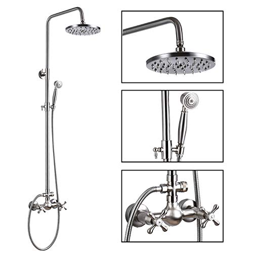 Shower Faucet Sets 8 Inch Rain Shower Head 2 Cross Knobs Mixer Shower