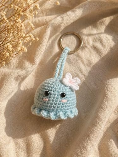 Image of Handmade Crochet Rose Flower Keychain for Women & Girls, Cute Red Flower Key Ring, Soft Yarn Knitted Charm, Romantic Gift, Bag Accessory, Car Key Holder, Aesthetic Handmade Gift
