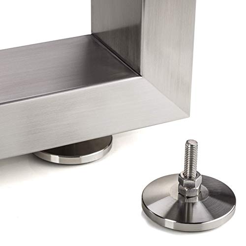 4 Stück Verstellschrauben M8 x 30 mm Ø 40 mm echt Edelstahl (SS201) höhenverstellbar mit Gummi-Fußteil Möbelfüße Verstellfüße Stellfüße Sockelfüße Möbeljustierschrauben von SOTECH