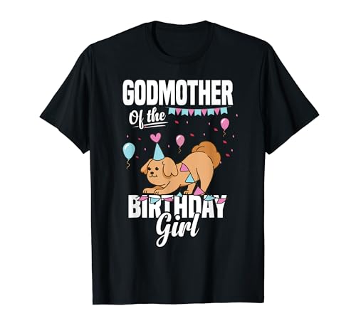 Godmother of The Birthday Girl Cute Dog Theme Camiseta