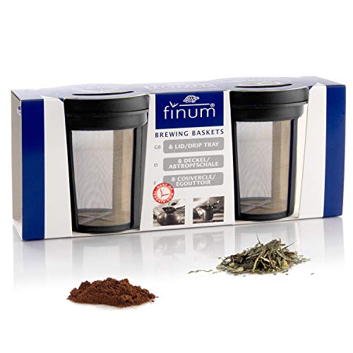 finum® 2x BREWING BASKET (M) Schwarz- Dauerfilter für Tee & Kaffee, Teefilter, Tassenfilter, Gewürzfilter, Tee-Filter, Kräutersieb, BPA-frei, rostfreies Edelstahlgewebe, Geschmacksneutral, Schwarz