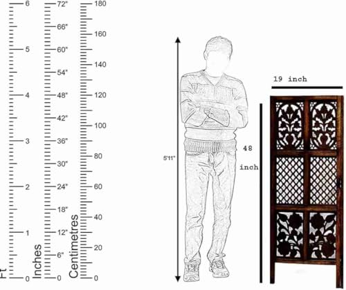 Image of Wooden Room Wall Partition /Divider /Separator for Home Decor /Living Room /Bedroom /Office /Kitchen, (4 Feet) (4 Feet 4 Panel Colour Brown)
