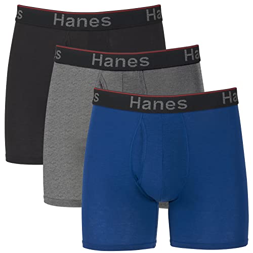Hanes Total Support Pouch Men's Boxer Briefs, Anti-Chaffing, Moisture-Wicking Underwear Odor Control, Pack of 3, Assorted, X-Large