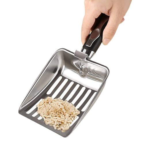 Genérico Pala para De De Acero Inoxidable   Dimensiones 26x11x4cm, Tamiz De Mano Ergonómico, Diseño De Pala Profunda | Rascador De Residuos De Mascotas De Resistencia Industrial, Artículos Esenciale