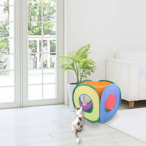Brinquedos para gatos, cubo gato arco-íris, cubo gato dobrável, cama gato, brinquedos tenda túnel ga