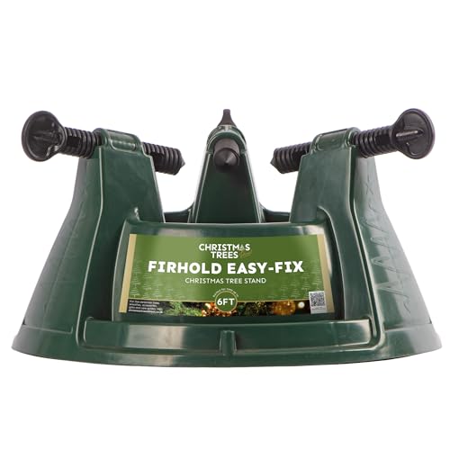 Image of Firhold Easy-Fix Christmas Tree Stand with Water Reservoir - A Sturdy Real Xmas Tree Base - Holder for Real Trees (Size Small, Fits Trees Up to 6ft Tall)