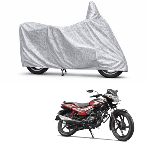 Image of 100% Waterproof Two Wheeler Body Cover Multi Layered Fabric Designed for TVS Star City | Belt Buckle Lock | Silver Mag