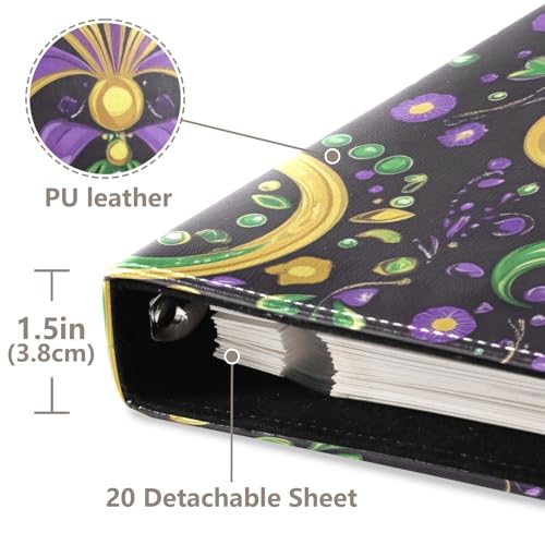 Álbum de fotos adhesivo DIY con patrón floral Mardi Gras, carpeta de 3 anillos, 40 páginas, tamaño 8x10 para recuerdos miniatura 4