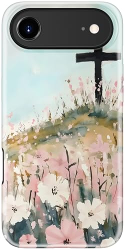 Coque iPhone 17 Air Esdot antichoc à motif fleurs sauvages et croix