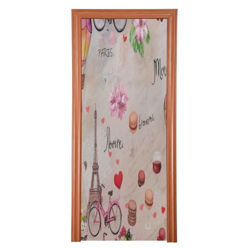 FLildon Retro Paris Tower Valentines Day Door Cover Decoration, Party Accessory Porch Decor for Festive Ornament Room Door Covers 35 x 79 Inch
