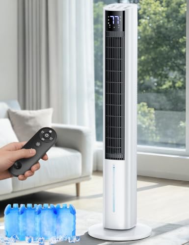 Image of 45 inch Windowless Air Conditioner for Bedroom, 25dB Ultra-Quiet Sleep Mode, 4L Dual Tank Cooling 24H, 120 Swing Swamp Cooler Air Conditioner, 12H Timer, 3 Speeds & 4Modes Evaporative Air Cooler